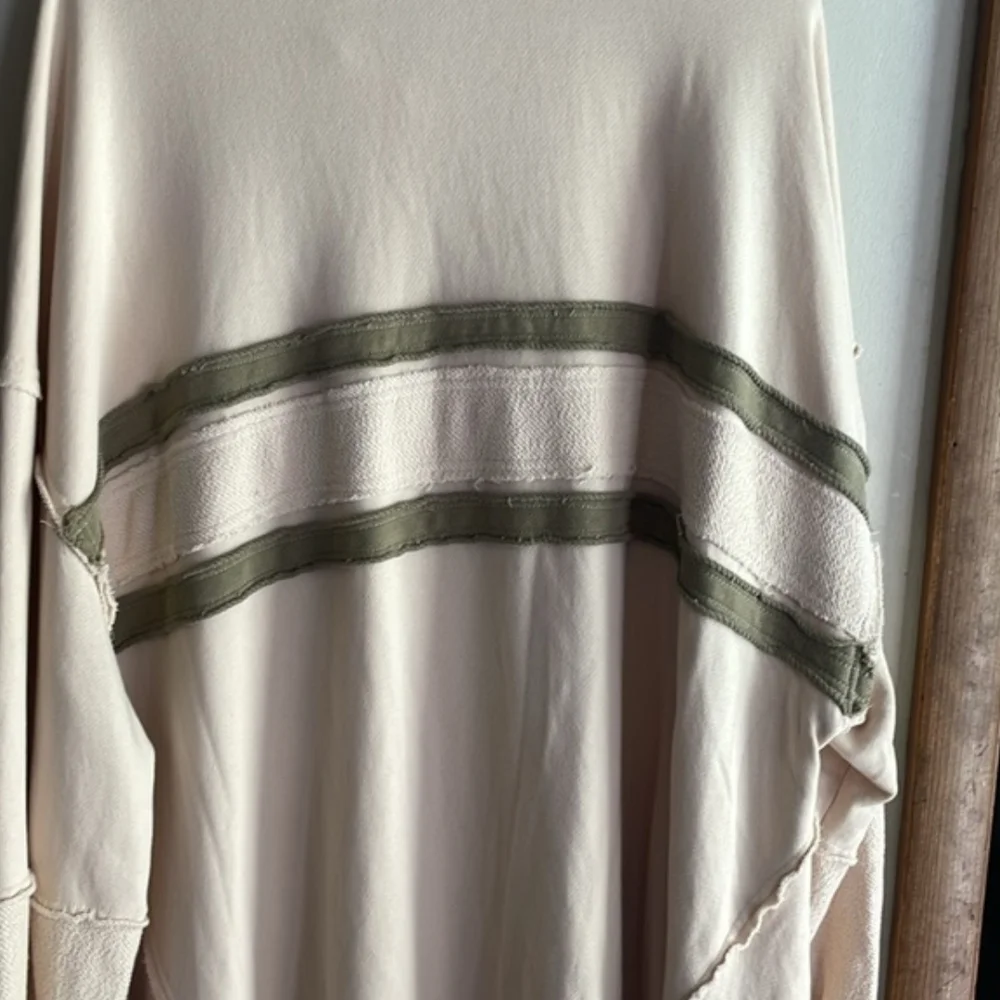 Free People Blair Oversized Sweatshirt Dress Oatmeal Combo Boho Large Lounge - Picture 9 of 15